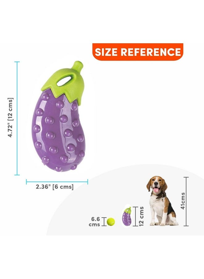 بت لعبة Vegi-Bites Squeaky Dog، للكلاب الصغيرة والجراء | جيدة للأسنان واللثة | تطفو على الماء | رغوة ناعمة ومزيج TPR متين | لجميع السلالات | اللعب والإحضار والمضغ (الباذنجان)  - Image 4
