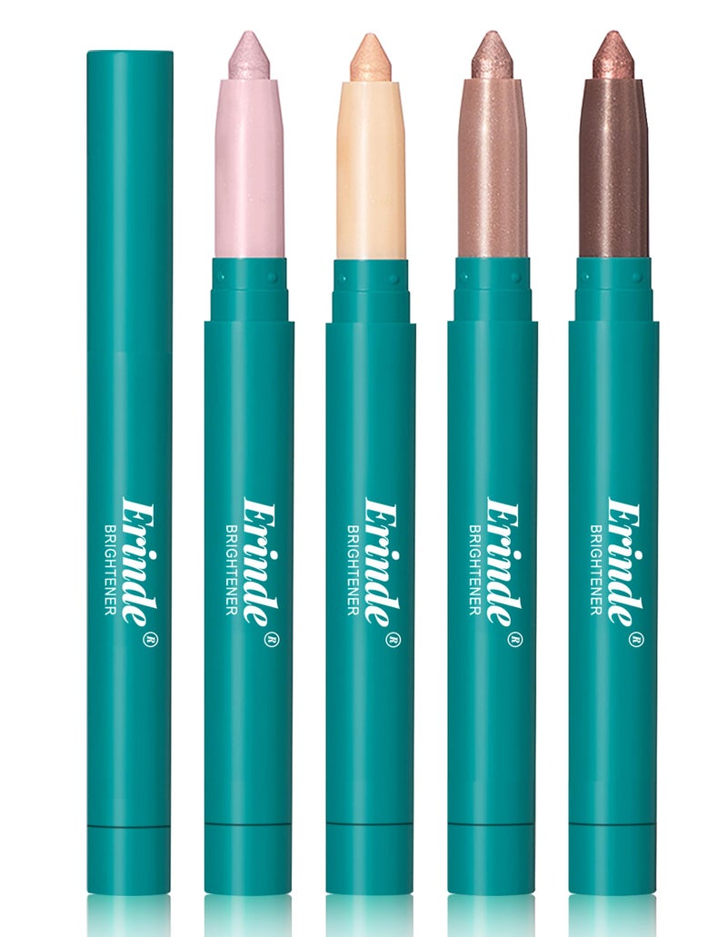 Erinde 4 Colors Eyeshadow Stick, Eye Brightener Stick, Shimmer Creamy Eye Shadow Makeup, Long Lasting Waterproof Glitter Highlighter Eye Liner Pencil Set - Image 1