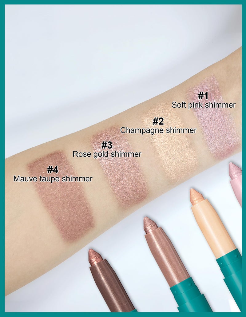 Erinde 4 Colors Eyeshadow Stick, Eye Brightener Stick, Shimmer Creamy Eye Shadow Makeup, Long Lasting Waterproof Glitter Highlighter Eye Liner Pencil Set - Image 4