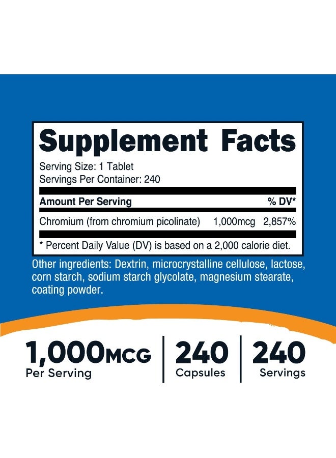 Nutricost Chromium 1000Mcg, 240 Tablets Gluten Free, Nongmo - Image 4