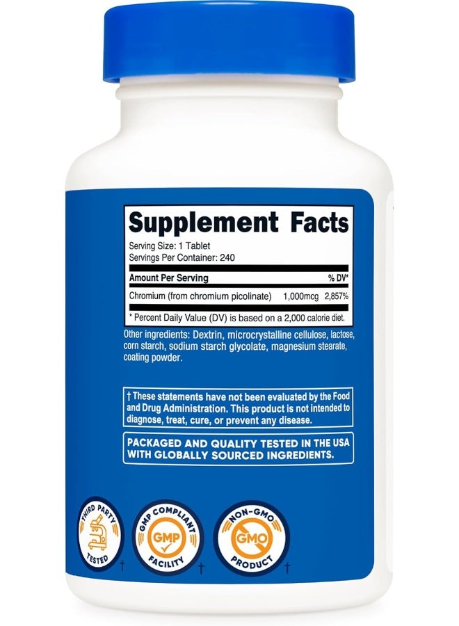 Nutricost Chromium 1000Mcg, 240 Tablets Gluten Free, Nongmo - Image 2
