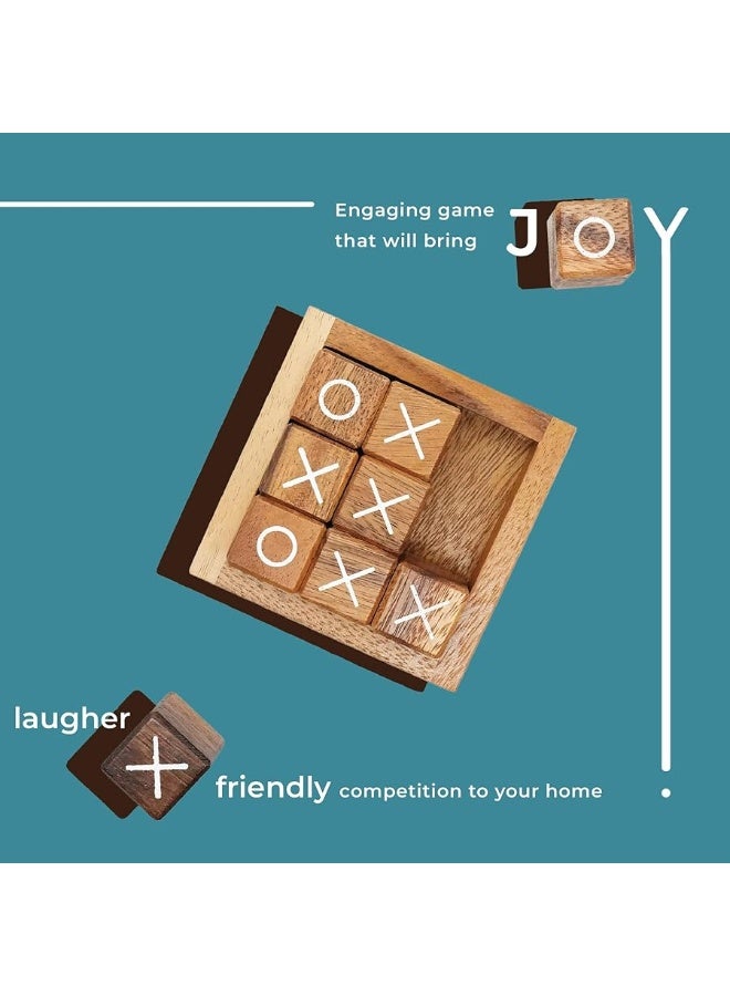 BSIRI Tic Tac Toe for Kids and Adults Coffee Table Living Room Decor and Desk Decor Family Games Night Classic Board Games Wood Rustic for Families Size 4 Inch - Image 1
