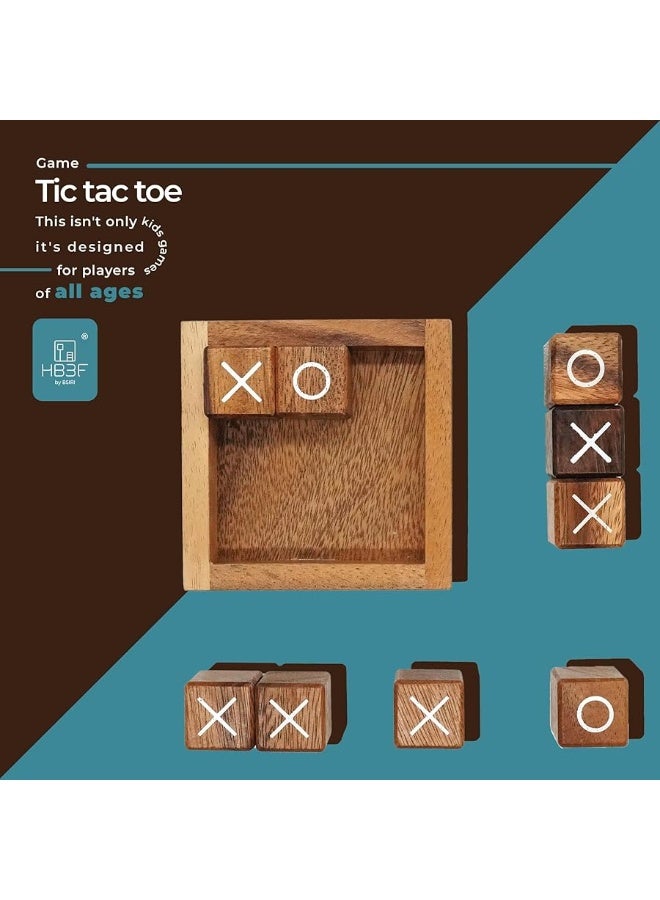 BSIRI Tic Tac Toe for Kids and Adults Coffee Table Living Room Decor and Desk Decor Family Games Night Classic Board Games Wood Rustic for Families Size 4 Inch - Image 2