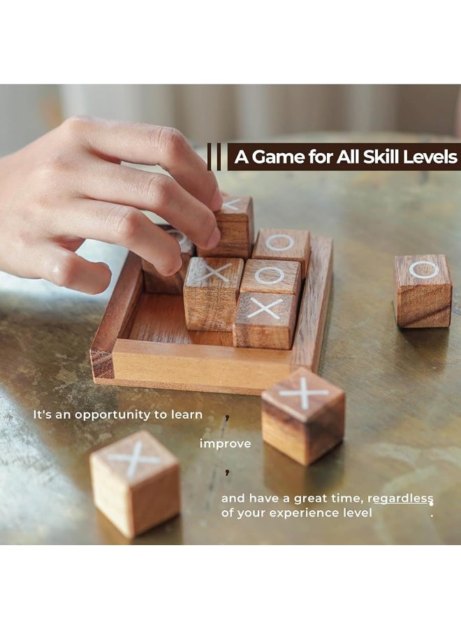 BSIRI Tic Tac Toe for Kids and Adults Coffee Table Living Room Decor and Desk Decor Family Games Night Classic Board Games Wood Rustic for Families Size 4 Inch - Image 4