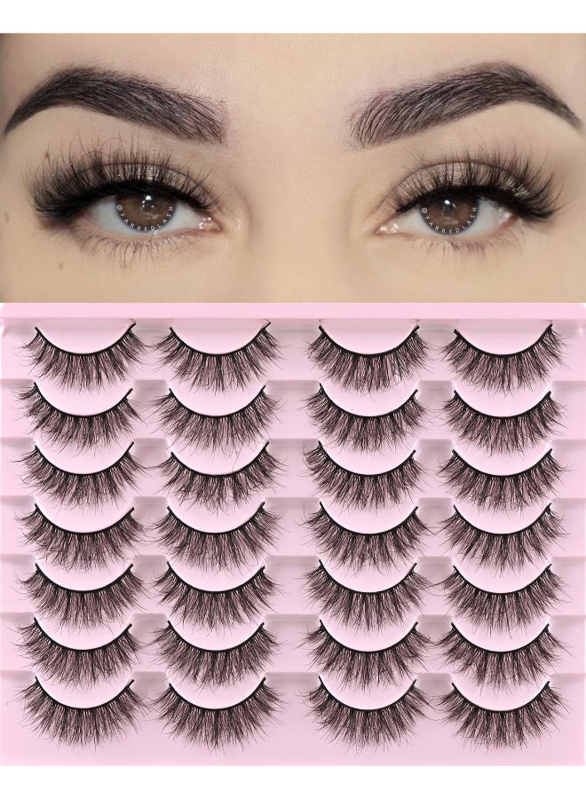 FARRED Natural Lashes Short Eyelashes Wispy False Mink Lash Pack 14 Pair Natural Look Fluffy Doll Eyelash Small Fake Strip Lashes Full Pestaas Sets for MUA and Beginners Daily Makeup F5 815mm - Image 2