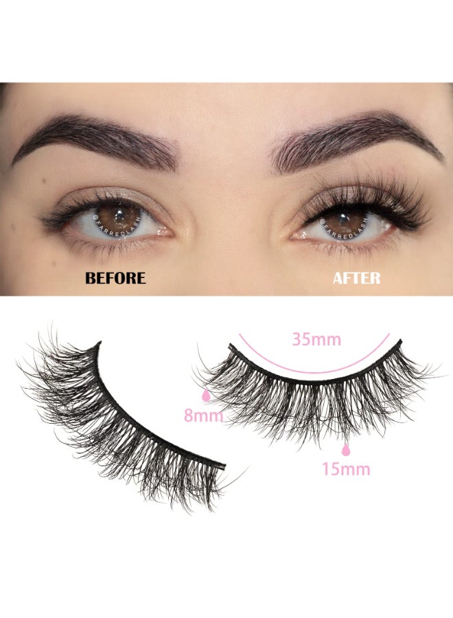 FARRED Natural Lashes Short Eyelashes Wispy False Mink Lash Pack 14 Pair Natural Look Fluffy Doll Eyelash Small Fake Strip Lashes Full Pestaas Sets for MUA and Beginners Daily Makeup F5 815mm - Image 4