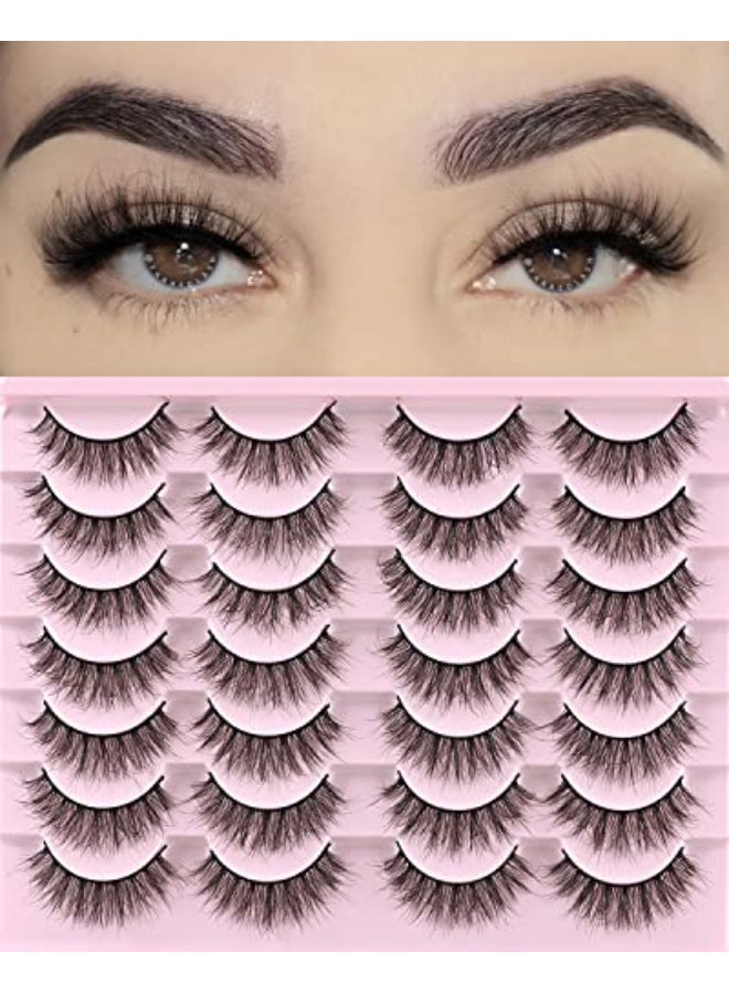 FARRED Natural Lashes Short Eyelashes Wispy False Mink Lash Pack 14 Pair Natural Look Fluffy Doll Eyelash Small Fake Strip Lashes Full Pestaas Sets for MUA and Beginners Daily Makeup F5 815mm - Image 1