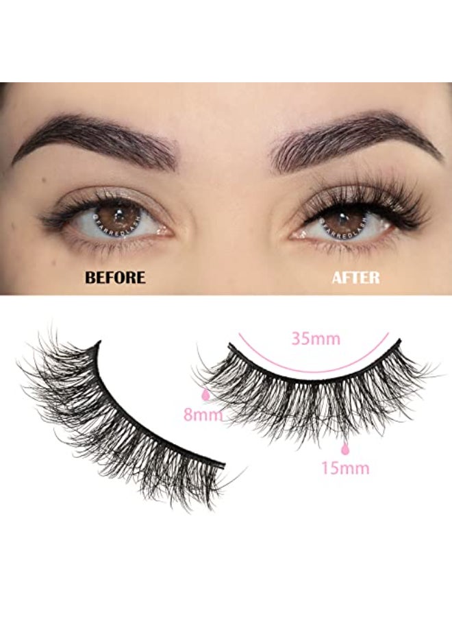 FARRED Natural Lashes Short Eyelashes Wispy False Mink Lash Pack 14 Pair Natural Look Fluffy Doll Eyelash Small Fake Strip Lashes Full Pestaas Sets for MUA and Beginners Daily Makeup F5 815mm - Image 3