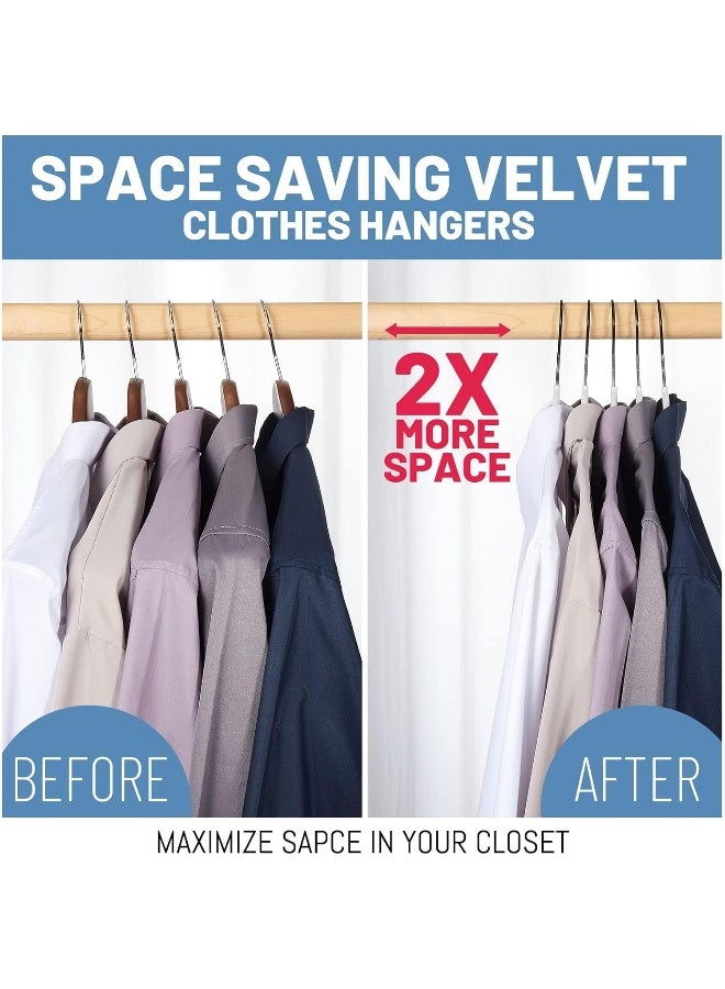 HOUSE DAY HOUSE DAY White Velvet Hangers 60 Pack, Velvet Clothes Hangers Non Slip Felt Hangers, Heavy Duty Coat Hangers for Closet, Ultra Slim Hangers Black Hangers Space Saving Hangers for Suits, Shirt - Image 4