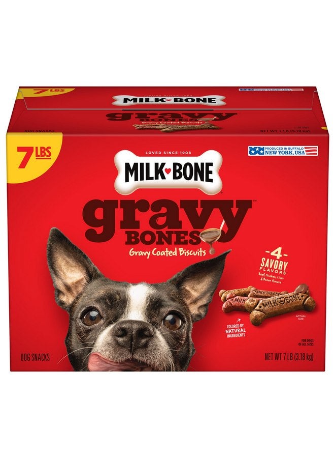 Milk-Bone Gravy Bones Dog Treats with 4 Savory Meat Flavors Coated in Gravy, 7 Pound - Image 1