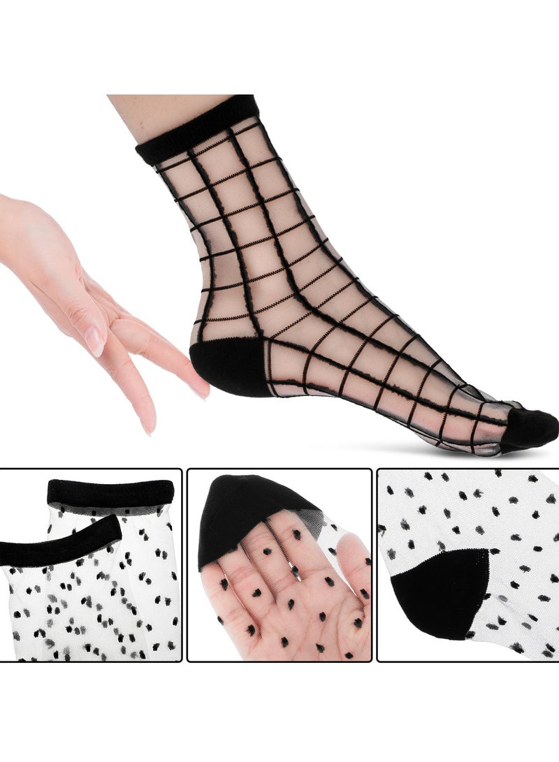 SUNSAR 5 pairs of black transparent stockings,thin socks, fashionable thin ankle socks, with classic breathable mesh design - Image 3
