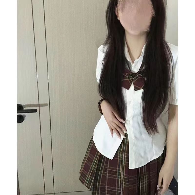 Two-Piece Pure Desire Jk Tight Waist Shirt Spice Girl Slim-Fit Slimming Short-Sleeved White Shirt Pleated Skirt Sweet Desire Suit - Image 5