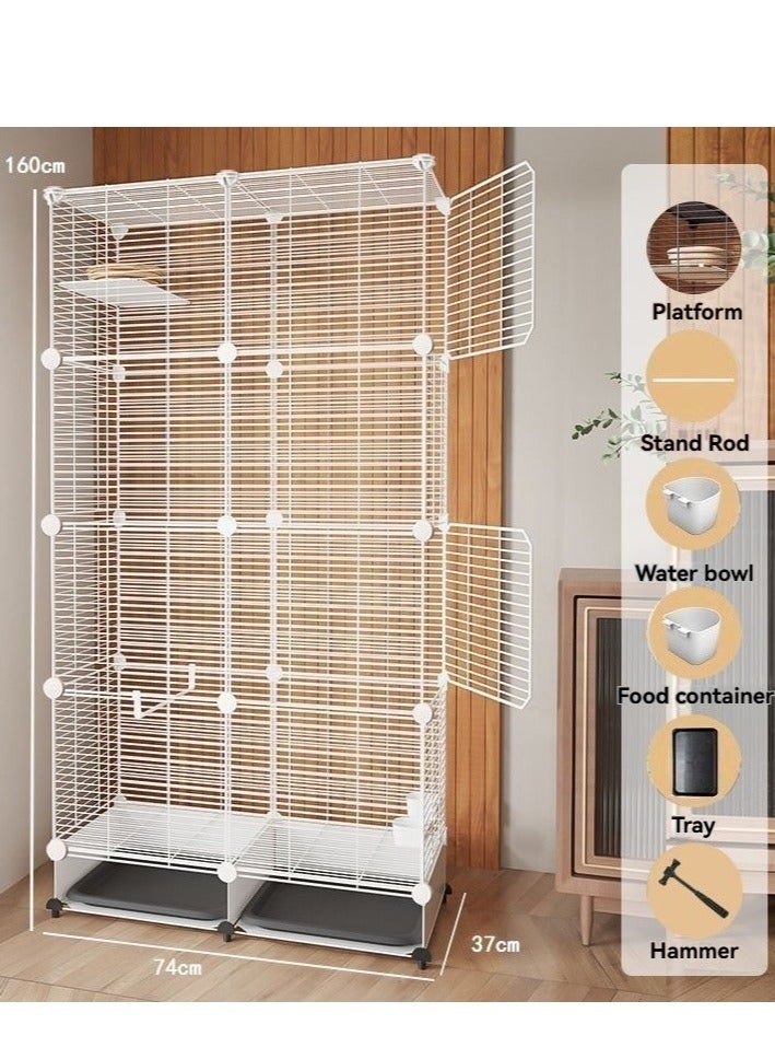 WALALLA Bird cage,Parakeet Cage with Rolling Stand & Bottom Tray - Easy to Clean Bird Cage with Bird Toy for Lovebirds, Parrots, Cockatiels, Macaws, Pigeons, 74×37×160cm (White) - Image 1