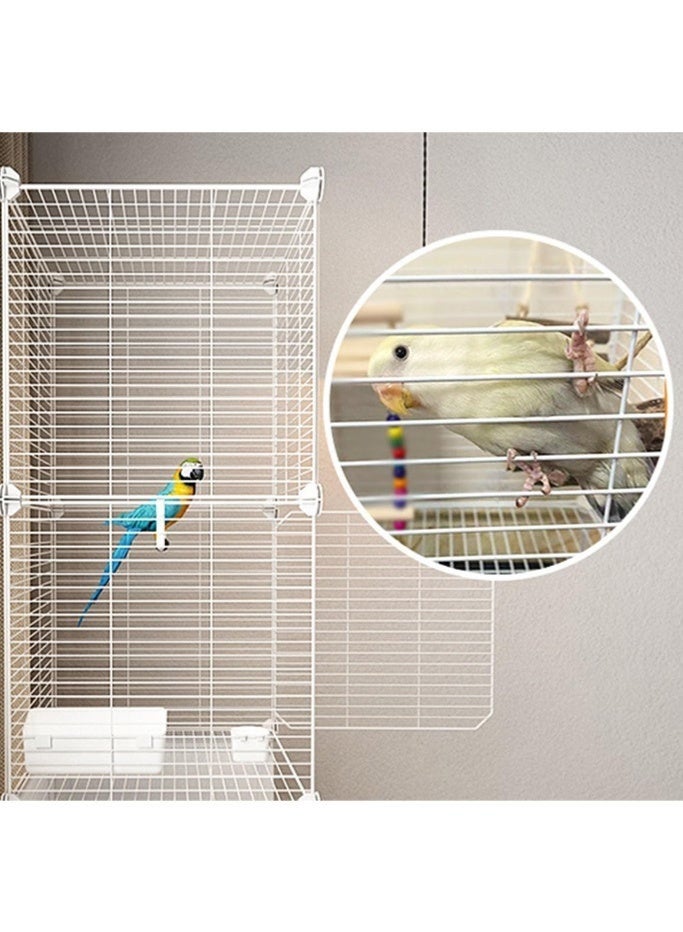 WALALLA Bird cage,Parakeet Cage with Rolling Stand & Bottom Tray - Easy to Clean Bird Cage with Bird Toy for Lovebirds, Parrots, Cockatiels, Macaws, Pigeons, 74×37×160cm (White) - Image 3