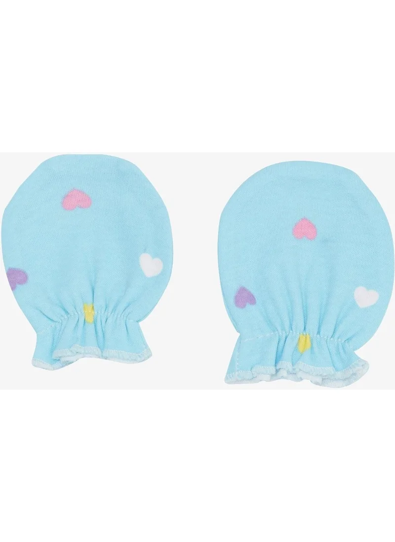 Breeze Newborn Baby Gloves Colorful Heart Pattern Light Blue