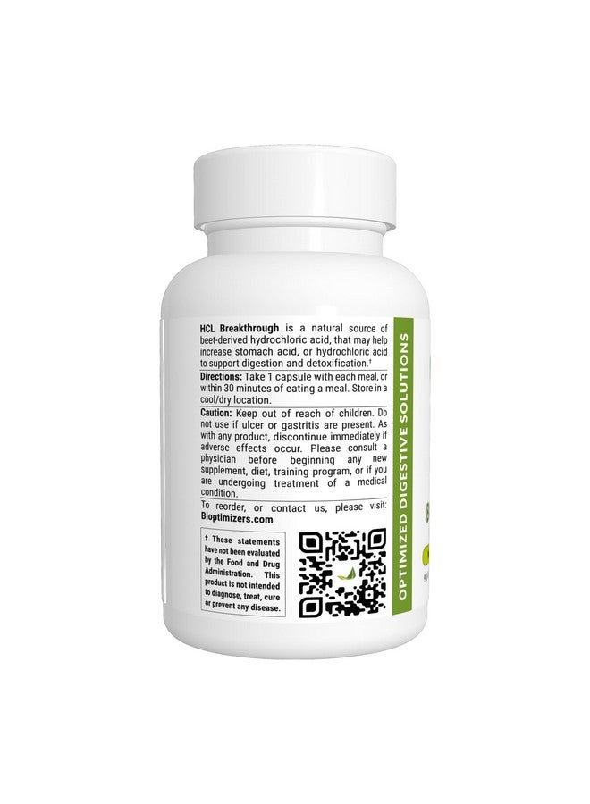 BIOptimizers HCL Breakthrough - Betaine Hydrochloride Enzymes Supplement - Assists with Protein Breakdown and Absorption - Helps Gas and Heartburn Relief - 90 Pepsin-Free Capsules - Image 2