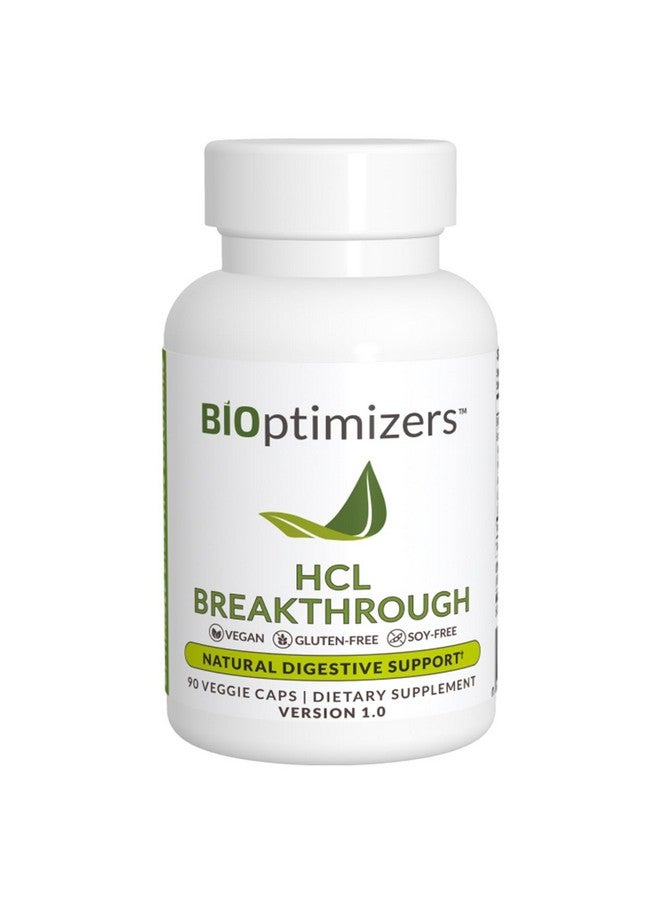 BIOptimizers HCL Breakthrough - Betaine Hydrochloride Enzymes Supplement - Assists with Protein Breakdown and Absorption - Helps Gas and Heartburn Relief - 90 Pepsin-Free Capsules - Image 1