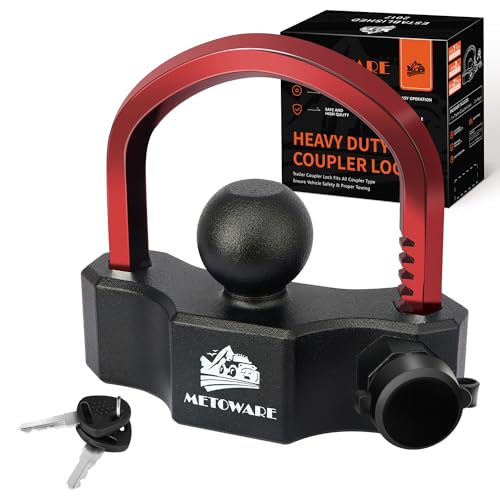 METOWARE Universal Trailer Hitch Locks, Adjustable Heavy-Duty Trailer Coupler Ball Locks Fit 1-7/8 Inch, 2 Inch, 2-5/16 Inch Couplers with 2 Keys - Image 1