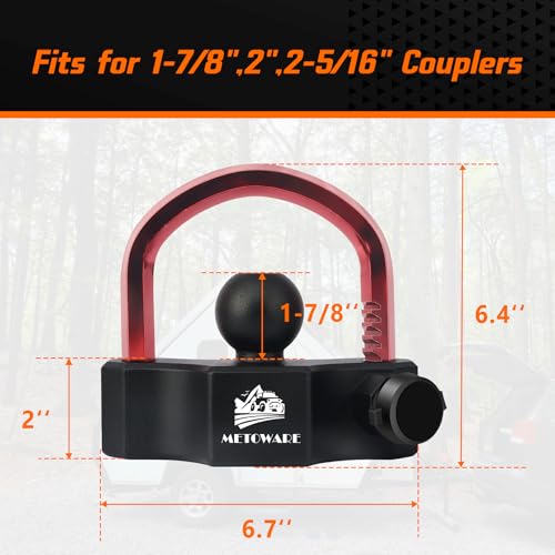 METOWARE Universal Trailer Hitch Locks, Adjustable Heavy-Duty Trailer Coupler Ball Locks Fit 1-7/8 Inch, 2 Inch, 2-5/16 Inch Couplers with 2 Keys - Image 2