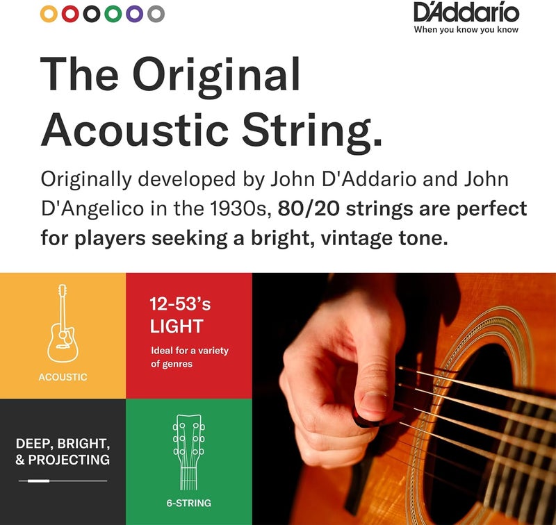 D'Addario Wide range expanded design EJ14 80/20 Bronze Acoustic Guitar Strings, Light Top/Medium Bottom/Bluegrass, 12-56 Easy hand assemble compatible - Image 4