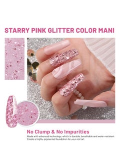 Aokitec Starry Pink Glitter Colors Dip Powder, 1Oz Glitter Pink Dip Powder For French Manicure Nail Starter & Professional Home Diy Salon Use Shinny Dip Nails Long-Lasting 28 Days  - Image 2