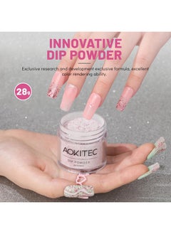 Aokitec Starry Pink Glitter Colors Dip Powder, 1Oz Glitter Pink Dip Powder For French Manicure Nail Starter & Professional Home Diy Salon Use Shinny Dip Nails Long-Lasting 28 Days  - Image 4