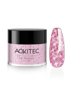 Aokitec Starry Pink Glitter Colors Dip Powder, 1Oz Glitter Pink Dip Powder For French Manicure Nail Starter & Professional Home Diy Salon Use Shinny Dip Nails Long-Lasting 28 Days  - Image 1