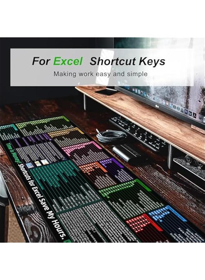Excel Shortcuts Mousepad, Upgraded Version, Extended Office Mouse Mat, Stitched Edges, Non-Slip Base Keyboard Mats, XL Mouse Pads for Desk, 900x300mm 0271  - Image 4