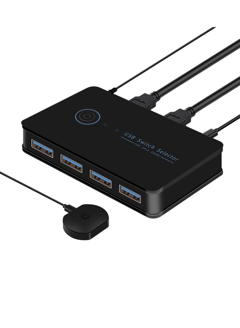SYOSI USB Switcher, 2 Computers Share 4 USB for PC Mouse Keyboard Printer Scanner, USB Switch Kvm USB 3.0 Switch Selector, Compatible with Windows, Mac, Linux  - Image 1