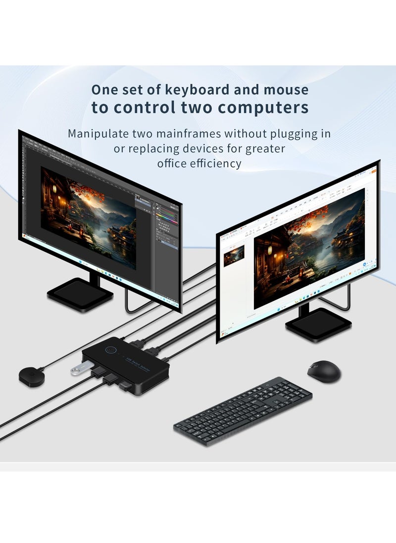 SYOSI USB Switcher, 2 Computers Share 4 USB for PC Mouse Keyboard Printer Scanner, USB Switch Kvm USB 3.0 Switch Selector, Compatible with Windows, Mac, Linux  - Image 4