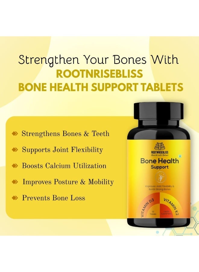 ROOTNRISEBLISS Bone Health Support Tablets – 60 Tablets | With Vitamin K2 MK7 & Vitamin D3 | Supports Strong Bones, Calcium Absorption & Joint Strength | Daily Bone & Immunity Supplement - Image 5