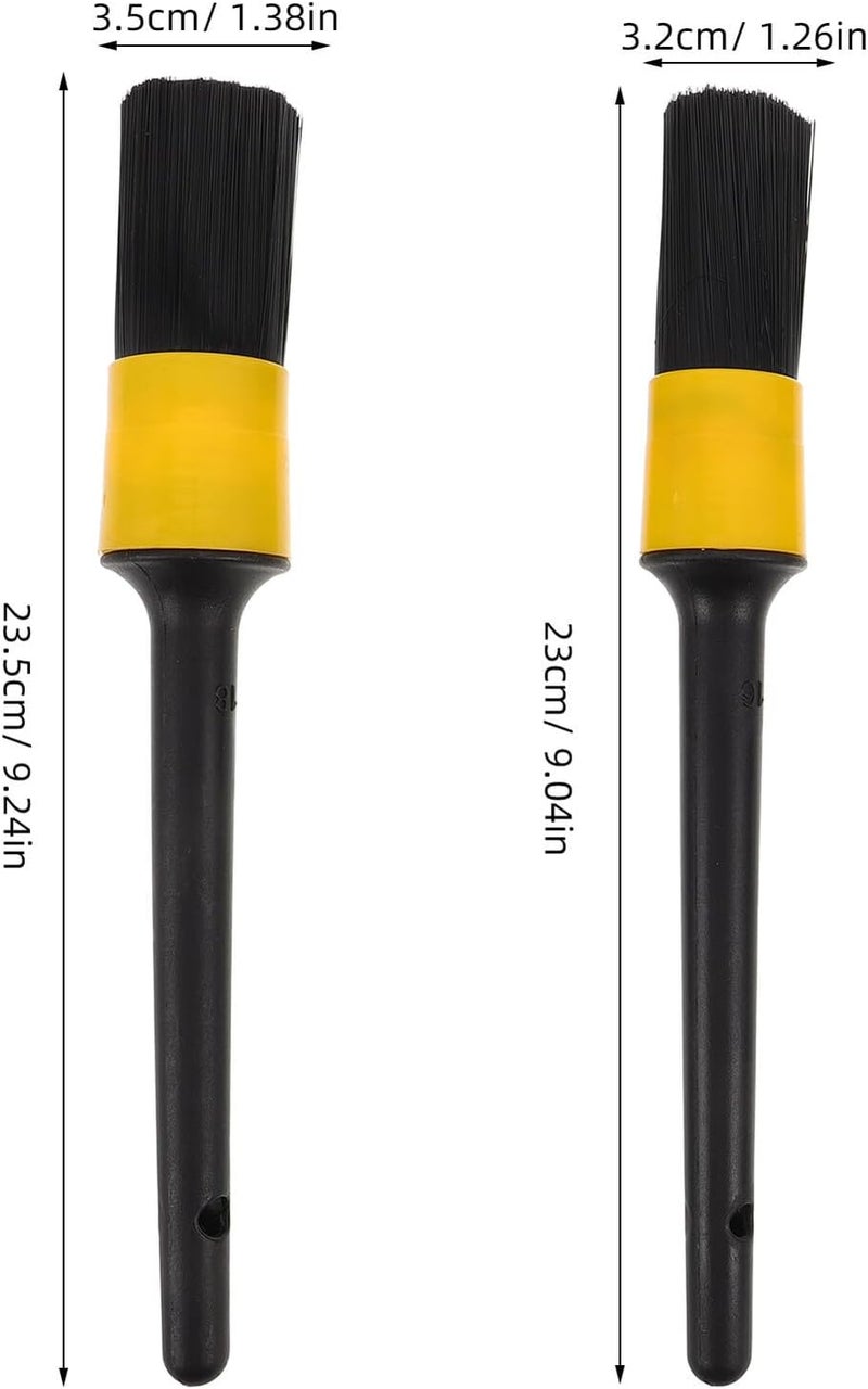 Happyyami 5pcs Multi-Purpose Car Cleaning Brush Set for Interior Detailing, Air Vents, Wheels, and Tires – Yellow Automotive Detailing Brushes for Engine Bay and Dashboard Care - Image 2