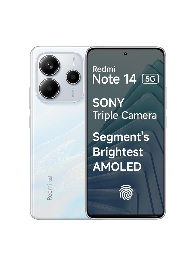 Xiaomi Redmi Note 14 5G (Mystique White, 8GB RAM 256GB Storage) | Global Debut MTK Dimensity 7025 Ultra | 2100 nits Segment Brightest 120Hz AMOLED | 50MP Sony LYT 600 OIS+EIS Triple Camera - Image 1