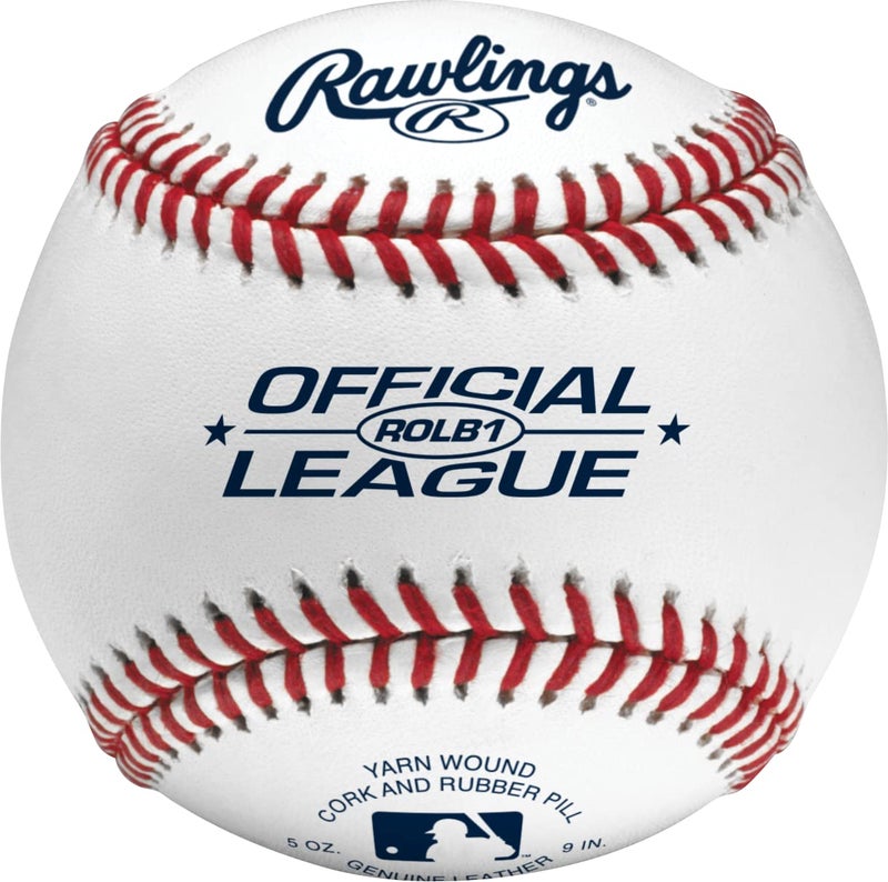 Rawlings رولينغز | كرات البيسبول الرسمية | درجة المنافسة | ROLB1 | للشباب/14 سنة | للاستخدام في المباريات/التدريب | 12 قطعة، بيضاء - Image 1