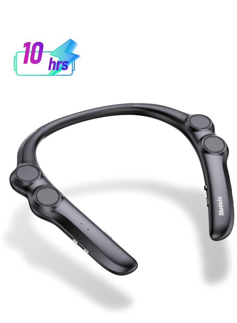 Barakah Portable Neckband Bluetooth Speakers，Portable Bluetooth Speakers Wearable Wireless Speaker  3D Surround Sound Stereo Personal Sport Speaker with Mic for Home and Outdoor (Black) - Image 1