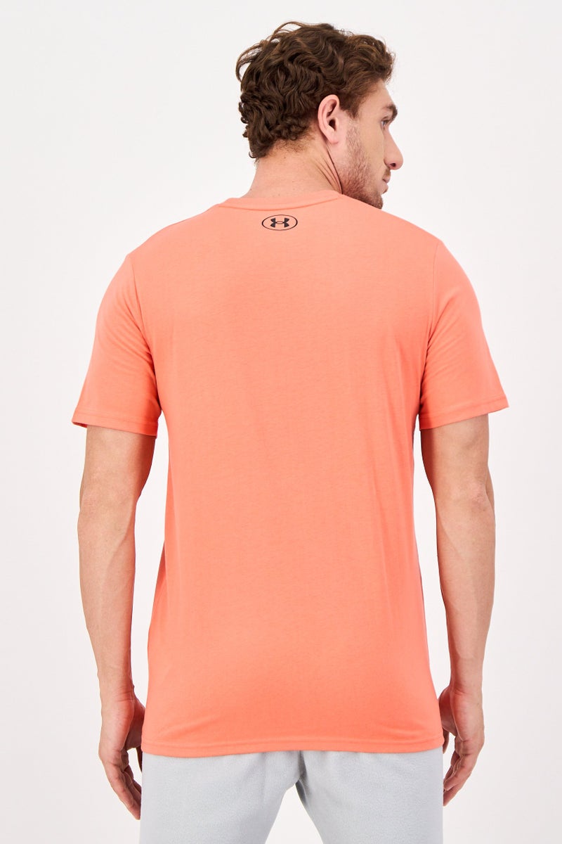 UNDER ARMOUR تي شيرت خارجي قصير الأكمام للرجال من أندر أرمور × مشروع روك، برتقالي - Image 3