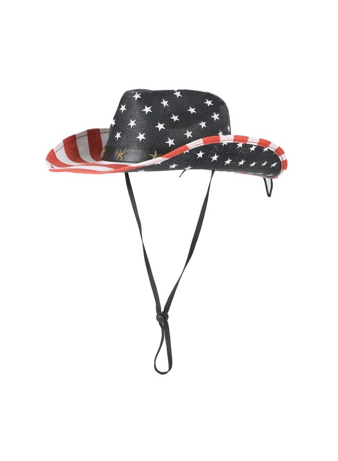 LEMONSODAAmerican Flag Cowboy Hat Patriotic USA Western Hat 4th of July Party Parade Rodeo Unisex Cowboy Cowgirl Hats (American Flag Cowboy Hat) - Image 1