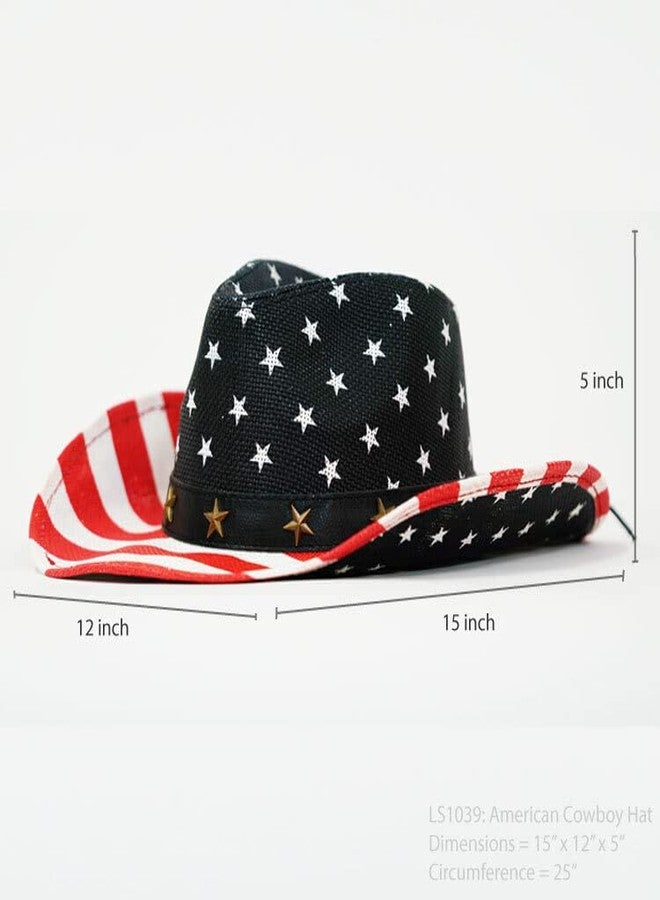 LEMONSODAAmerican Flag Cowboy Hat Patriotic USA Western Hat 4th of July Party Parade Rodeo Unisex Cowboy Cowgirl Hats (American Flag Cowboy Hat) - Image 4