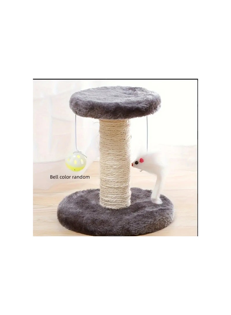 Double Layer Double Lob Mouse Plush Cat Climbing Frame, 20cm Sisal Cat Scratching Board Column, Cat Tree, Cat Jumping Platform, Gray - Image 5