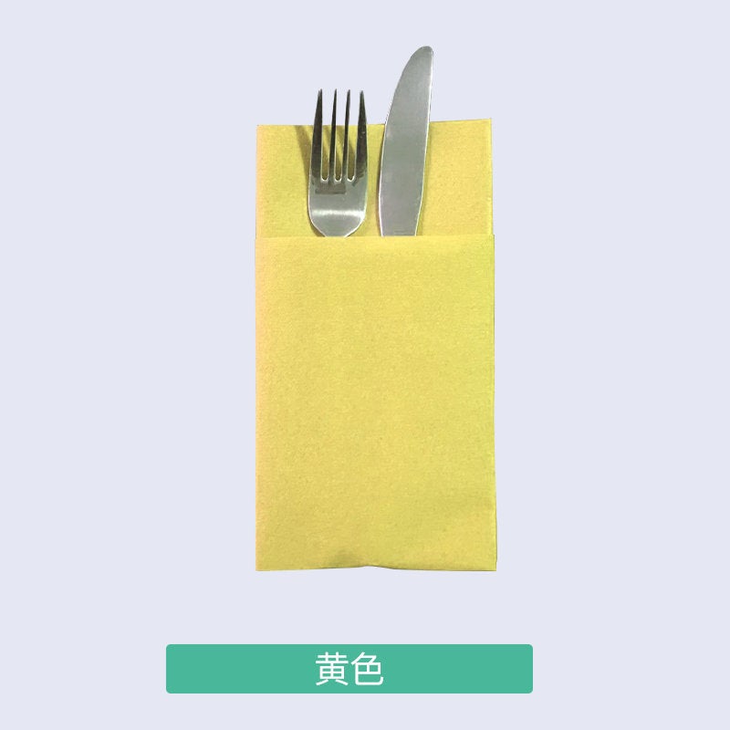Disposable Colorful Dust-Free Knife And Fork Pack Napkin Party Western Restaurant Folding Knife And Fork Pack Printed Napkin - Image 1