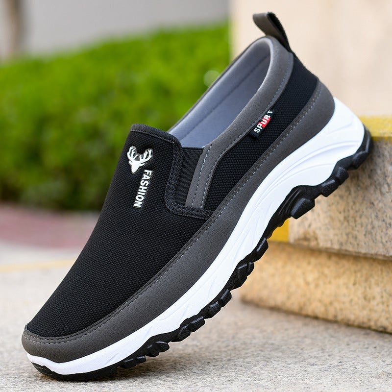 2023 Summer Mens Casual Slip-On Mesh ShoesDeer head cloth Black Deer head cloth Black 