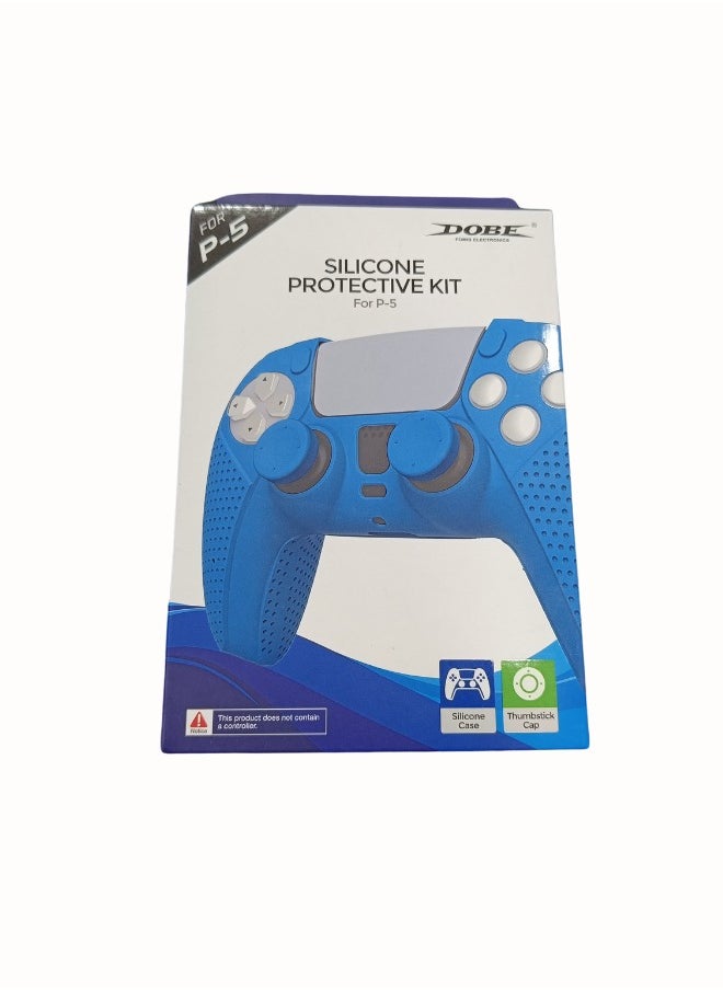 DOBE Silicone Protective Kit For PS5 Controller-Blue  - Image 1