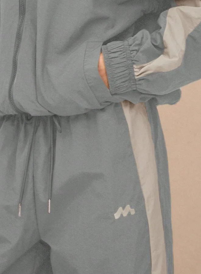Take Two Grey Grey Wide Leg Track Pants with Drawstring for Women | Best Price UAE