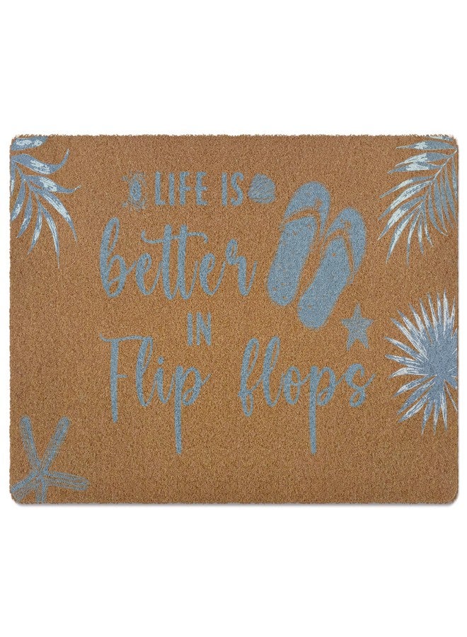 huester Coastal Beach Door Mat, Ocean Coastal Beachy Welcome Mat, Life is Better in Flip Flops Decorative Home Indoor Outdoor Porch Front Door Entrance Outside Welcome Doormat, 17x30 Inch - Image 1