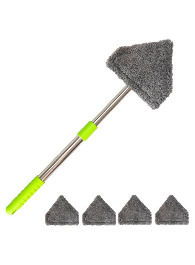 Conliwell Car Windshield Cleaning Tool - Vehicle Window Cleaner with 4 Reusable Washable Microfiber Pads, Telescoping Handle (13" - 16.7"), 180° Rotatable for Both Interior and Exterior Car Glass. - Image 1