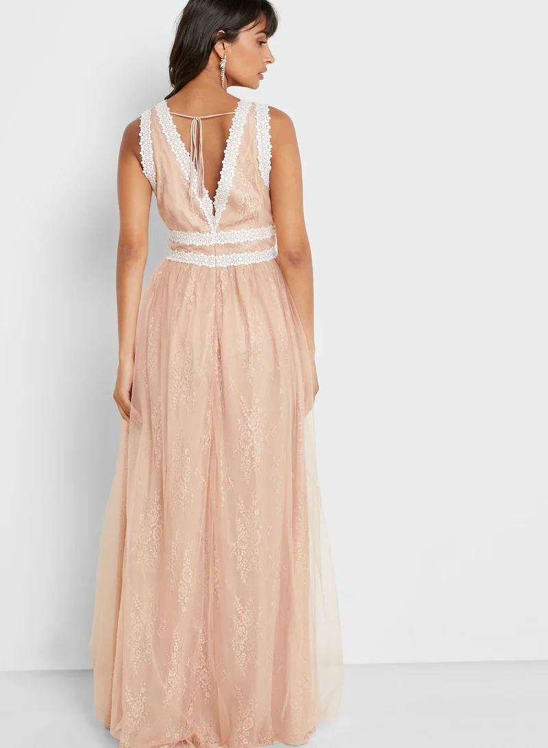 True Decadence Lace Trim Mesh Dress for Women | Best Price Oman