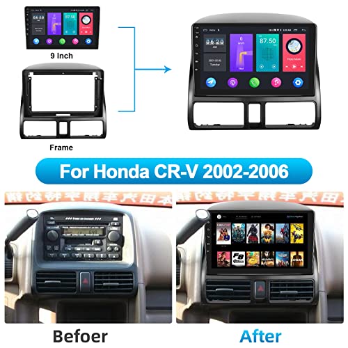 Podofo راديو ستيريو سيارة مزدوج دين أندرويد لهوندا CRV 2002 2003 2004 2005 2006، شاشة تعمل باللمس 9 بوصة، جهاز استقبال صوتي بلوتوث مع نظام ملاحة GPS، رابط مرآة، واي فاي/FM/SWC/HiFi/USB/RDS كاميرا خلفية - Image 5
