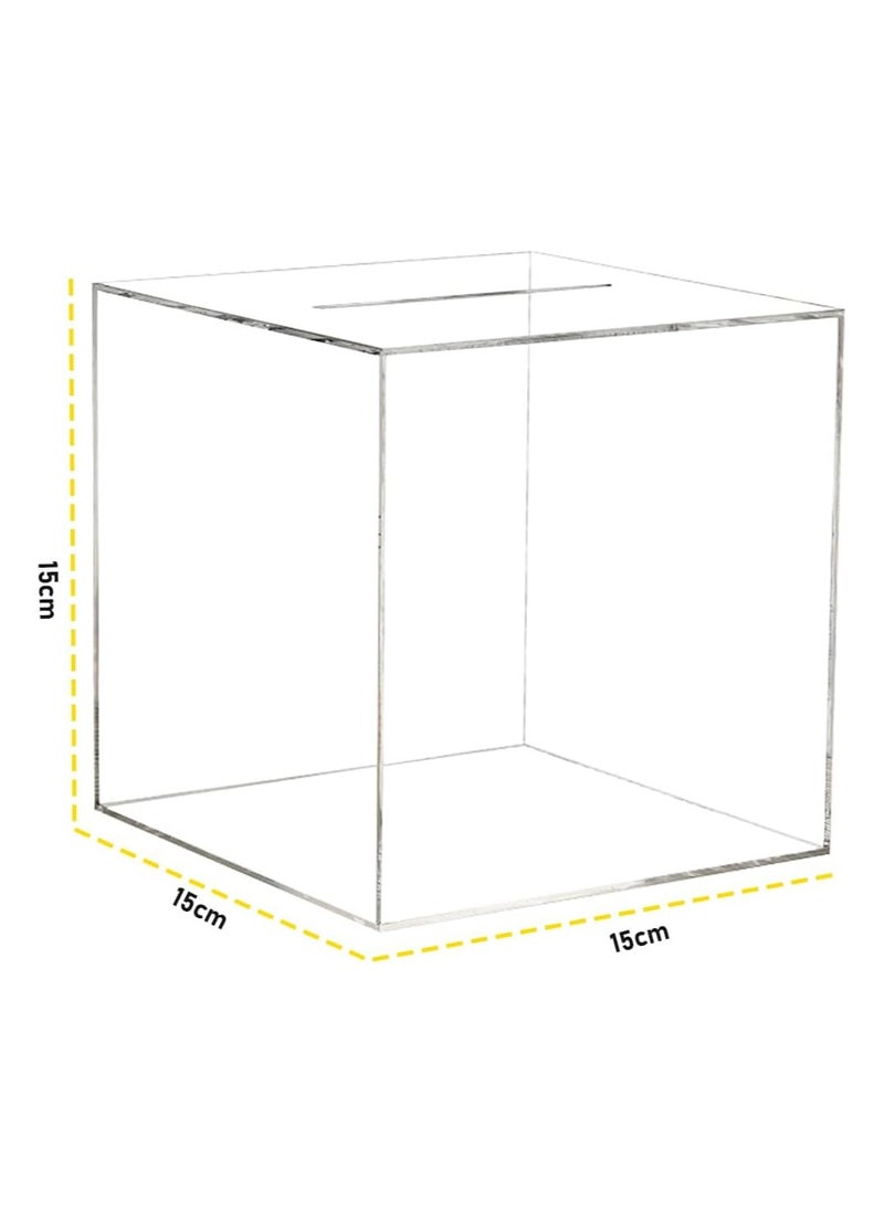 VITION Clear Bank for Adults Kids, Acrylic Bank for Boys Girls to Saving Money Cash Coin, Must Break to Open (15 x 15 cm, Travel Fund)  - Image 2