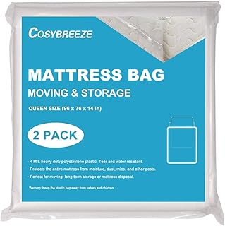 Cosybreeze Cosybreeze [2-Pack] Mattress Bag for Moving, Mattress Storage Bag, 4 Mil Queen Size, Super ThickÃ‚Â - Heavy Duty,  - Image 1