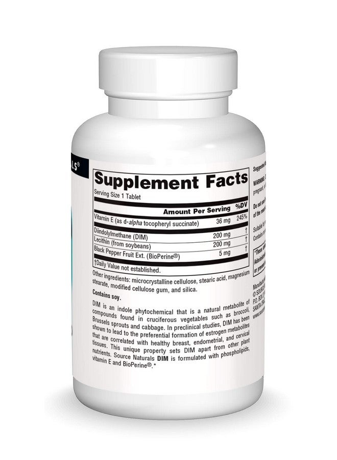 Source Naturals دييم دايندوليلميثان 200 ملغ مع بيوبيرين فيتامين E أكثر من 60 قرص - Image 4